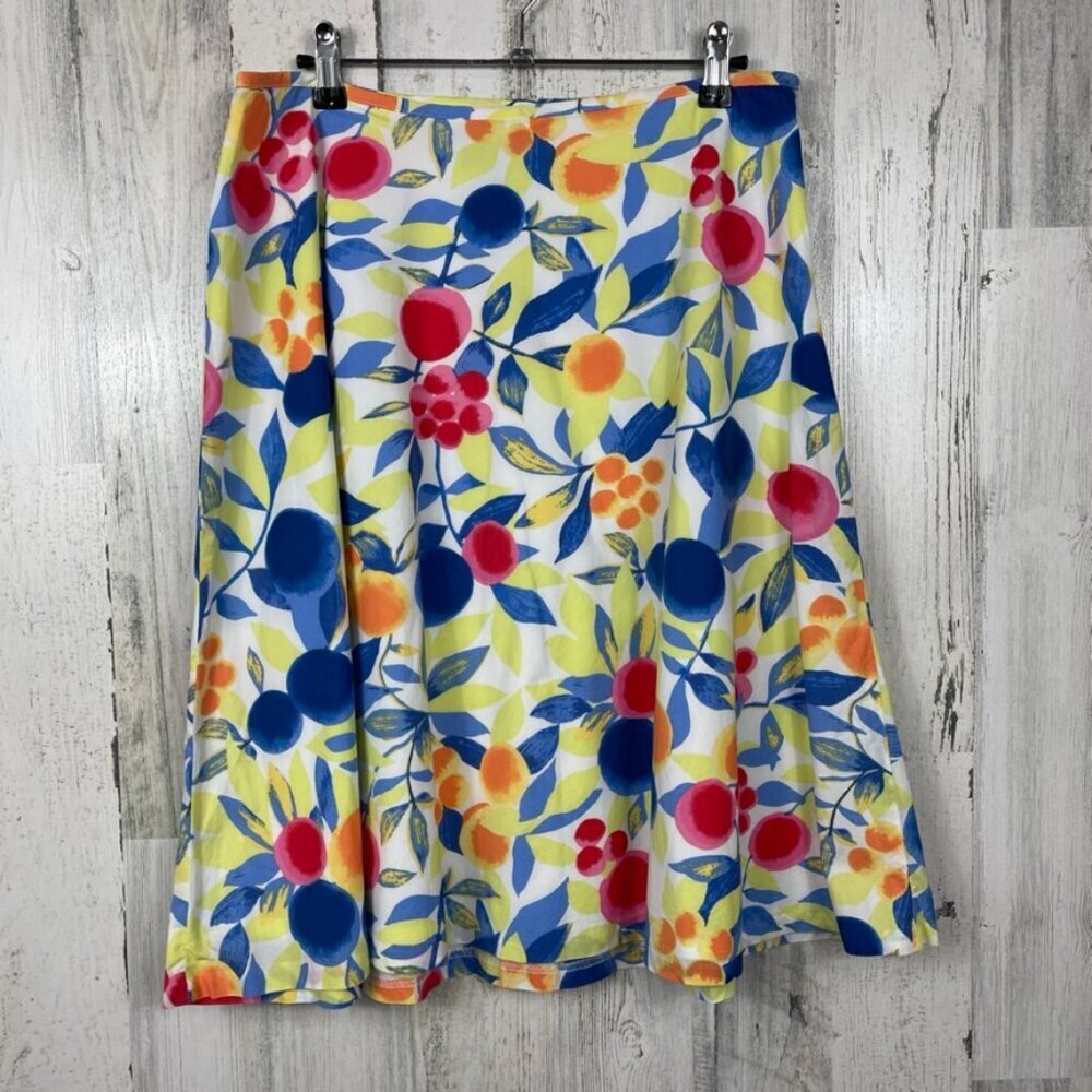 Talbots A line skirt fruits and flowers print size 10‎ cotton brunch day date